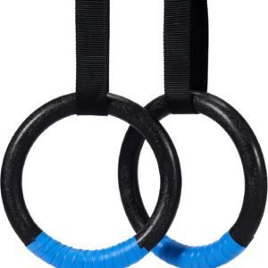 Gymnastic Rings, Exercise Olympic Rings with Adjustable Straps, Steel Buckles, Perfect for Workout, Strength Training, Pull-Ups and Dips (Black)