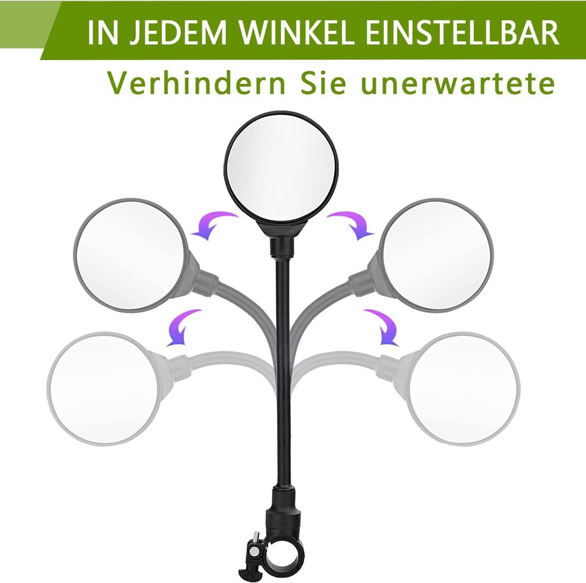 2-Piece Convex Bicycle Mirrors - Universal HD Handlebar Mirrors with 360-Degree Rotation and Wider Field of View for Bicycles and Electric Bikes 3 2-Piece Convex Bicycle Mirrors – Universal HD Handlebar Mirrors with 360-Degree Rotation and Wider Field of View for Bicycles and Electric Bikes - image 3