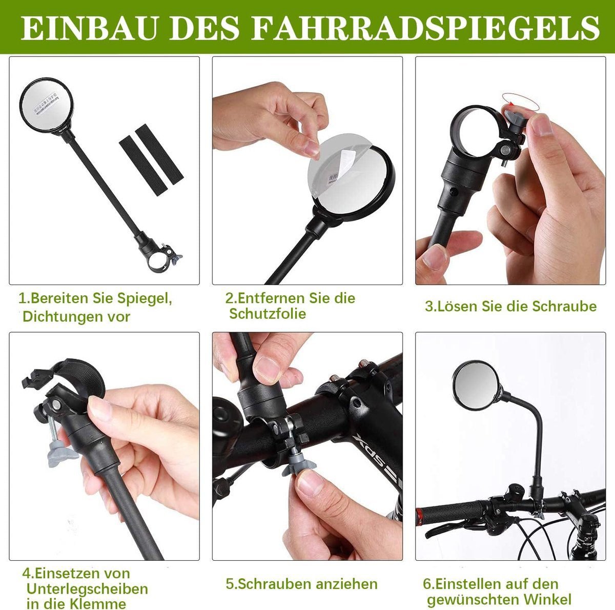 2-Piece Convex Bicycle Mirrors - Universal HD Handlebar Mirrors with 360-Degree Rotation and Wider Field of View for Bicycles and Electric Bikes 4 2-Piece Convex Bicycle Mirrors – Universal HD Handlebar Mirrors with 360-Degree Rotation and Wider Field of View for Bicycles and Electric Bikes - image 4