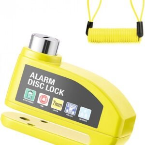 Bicycle disc brake lock – Disc brake alarm – With reminder cable – 7 mm – Motorcycle lock – Scooter lock – Disc brake lock – Yellow