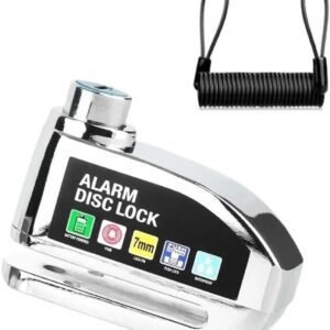 Bicycle disc brake lock – Disc brake alarm – With reminder cable – 7 mm – Motorcycle lock – Scooter lock – Disc brake lock – Silver