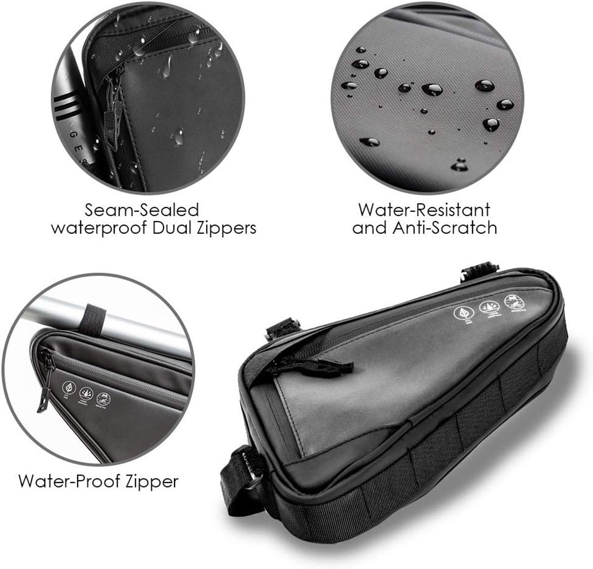 Bicycle pannier - Bicycle frame bag - Bicycle frame bag - Triangular bicycle frame bag - Storage bag - Reflective bicycle bag - Mountain bike, road bike accessories, large capacity - Black 4 Bicycle pannier – Bicycle frame bag – Bicycle frame bag – Triangular bicycle frame bag – Storage bag – Reflective bicycle bag – Mountain bike, road bike accessories, large capacity – Black - image 4