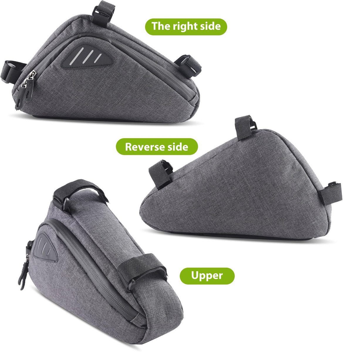 Bicycle pannier - Bicycle frame bag - Waterproof bicycle bag - Triangular bicycle frame bag - Mountain bike and road bike accessories, large capacity - Grijs 2 Bicycle pannier – Bicycle frame bag – Waterproof bicycle bag – Triangular bicycle frame bag – Mountain bike and road bike accessories, large capacity – Grijs - image 2