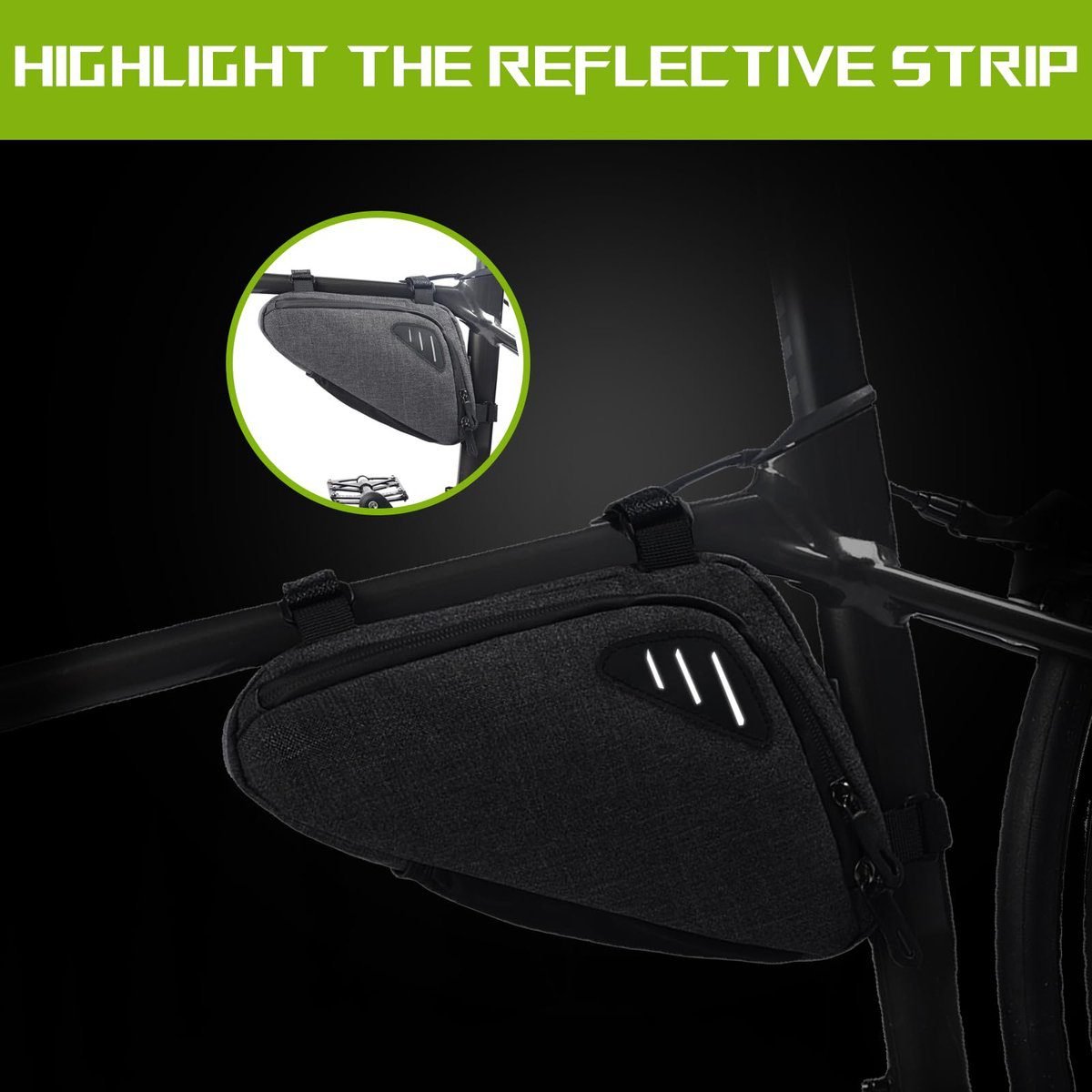 Bicycle pannier - Bicycle frame bag - Waterproof bicycle bag - Triangular bicycle frame bag - Mountain bike and road bike accessories, large capacity - Grijs 3 Bicycle pannier – Bicycle frame bag – Waterproof bicycle bag – Triangular bicycle frame bag – Mountain bike and road bike accessories, large capacity – Grijs - image 3