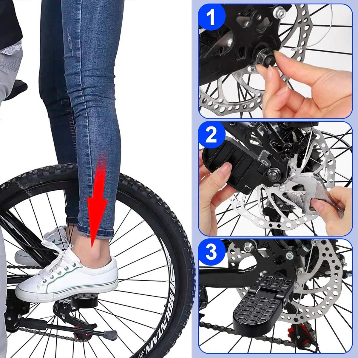 2-Piece Set - Bicycle Pedals - Pedal - U-Shaped Pedals for Electric Bikes - Aluminum Bicycle Pedals - Non-Slip Electric Bike Pedals - Folding Pedals - For Electric Bikes, Mountain Bikes, Folding Bikes - 10mm U-Slot - Black 2 2-Piece Set – Bicycle Pedals – Pedal – U-Shaped Pedals for Electric Bikes – Aluminum Bicycle Pedals – Non-Slip Electric Bike Pedals – Folding Pedals – For Electric Bikes, Mountain Bikes, Folding Bikes – 10mm U-Slot – Black - image 2