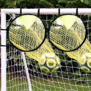 2 Football Goal Training Nets, durable stable for shooting practice easy to assemble and remove, Yellow