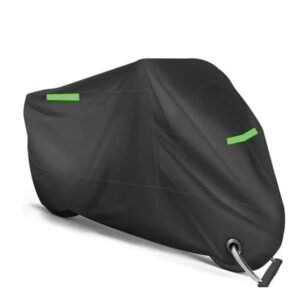 Waterproof Motorcycle and Moped Cover with Reflective Strips UV and Dust Resistant Black, 220x95x110cm