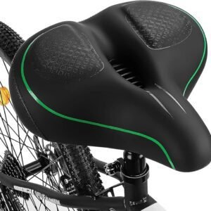 Comfortable unisex bicycle saddle with double shock absorbers, breathable waterproof ergonomic design, Green