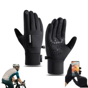 Unisex waterproof cycling gloves with touch screen function, anti-slip, wind and heat insulating, winter warm sports gloves, L