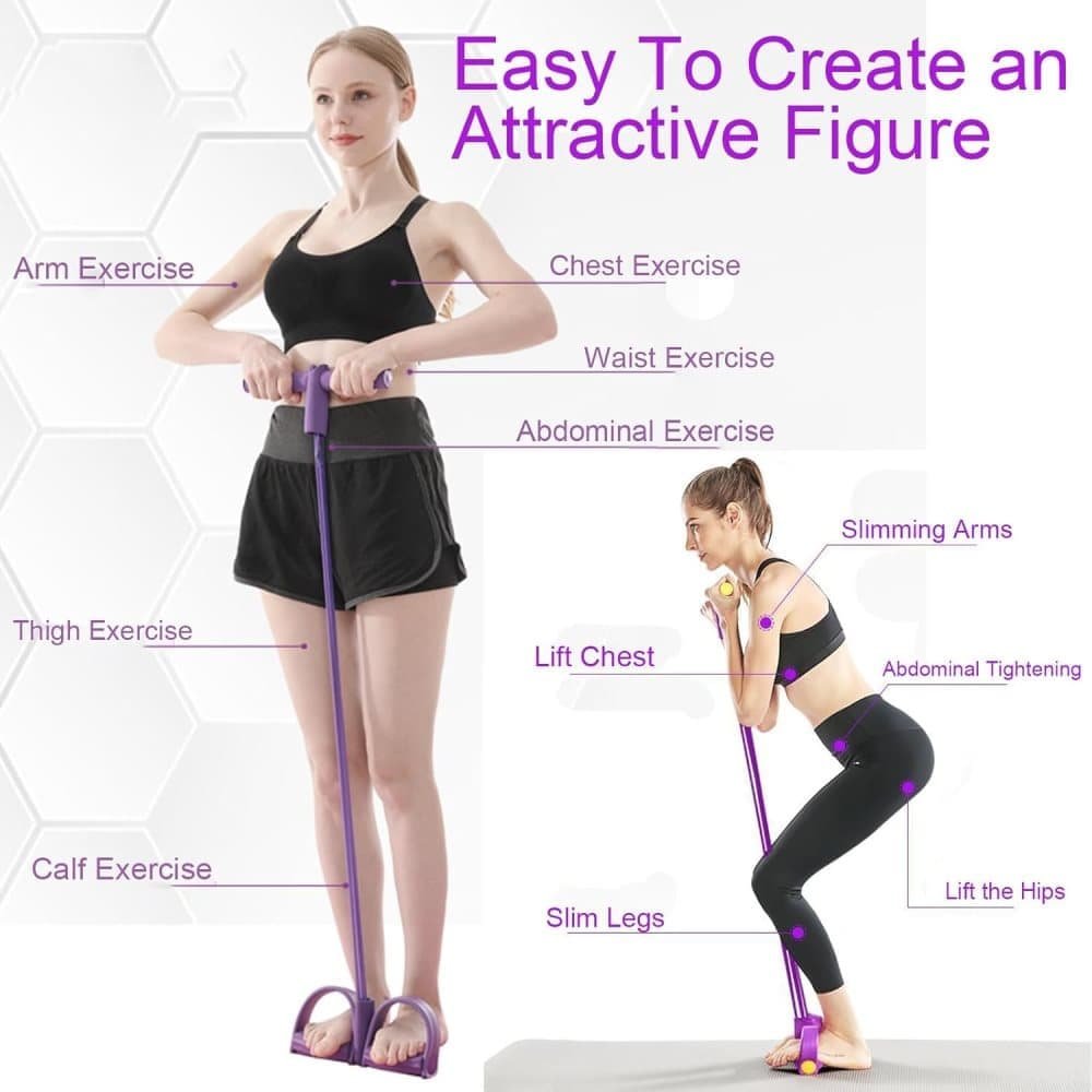 Purple Abdominal Trainer Exercise Band for Sit-Up Training, Multifunctional Tension Rope Fitness Pedal Slap Pull Band 2 Purple Abdominal Trainer Exercise Band for Sit-Up Training, Multifunctional Tension Rope Fitness Pedal Slap Pull Band - image 2