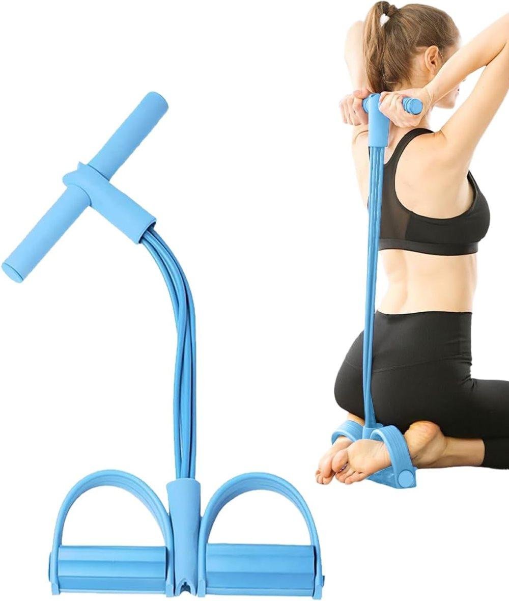 Abdominal trainer exercise band for sit-up training, multifunctional tension rope fitness pedal training slap pull band, Blue 1 Abdominal trainer exercise band for sit-up training, multifunctional tension rope fitness pedal training slap pull band, Blue