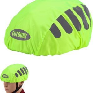 Reflective Bicycle Helmet Cover, Water and Wind Resistant Rain Cover, Green