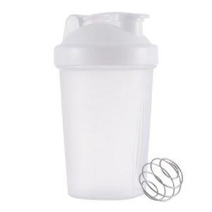400ml Protein Shaker with Leak-proof Design, Stainless Steel Strainer and Measuring Scale, Multiple Colors, White