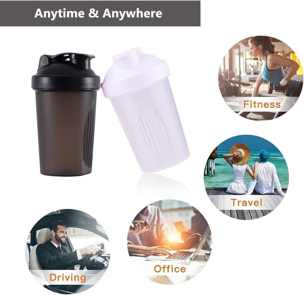 400ml Protein Shaker with Leak-proof Design, Stainless Steel Strainer and Measuring Scale, Multiple Colors, White 5 400ml Protein Shaker with Leak-proof Design, Stainless Steel Strainer and Measuring Scale, Multiple Colors, White - image 5