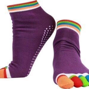 Full Toe Yoga Socks | Full Toe Yoga Sock | With Anti-Slip Bottom | Anti-Slip Socks | Pilates Socks | Size 36-40 | Purple with Colors