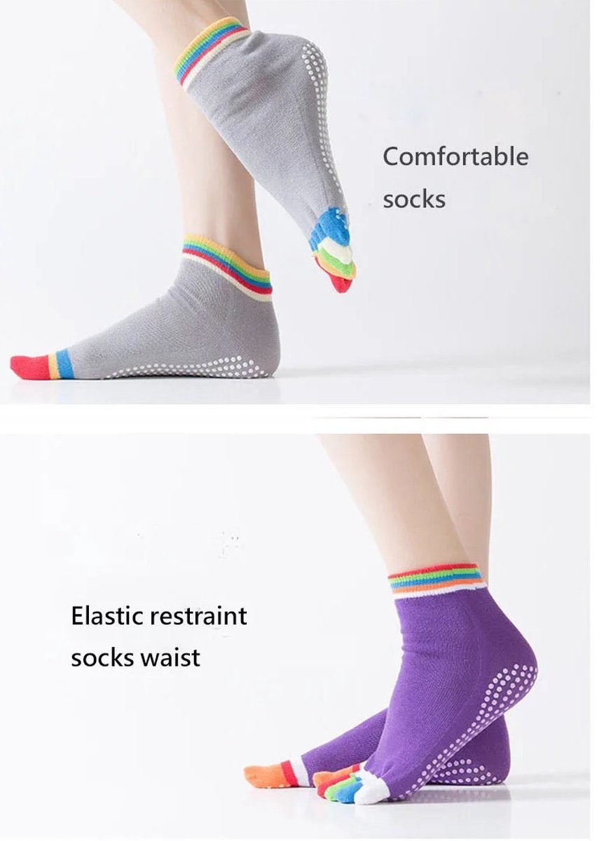 Full Toe Yoga Socks | Full Toe Yoga Sock | With Anti-Slip Bottom | Anti-Slip Socks | Pilates Socks | Size 36-40 | Purple with Colors 2 Full Toe Yoga Socks | Full Toe Yoga Sock | With Anti-Slip Bottom | Anti-Slip Socks | Pilates Socks | Size 36-40 | Purple with Colors - image 2