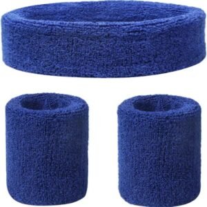 3-Piece Set of Headband & 2x Wristband Set | Sweatband | Sweatbands | Head and Wrist | Sports Bands | Dark Blue