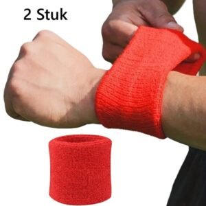 Wristband Set | Sweatband | Sweatbands | Wrist | Sports Bands | 2 Pieces | 8 x 8 CM | Red