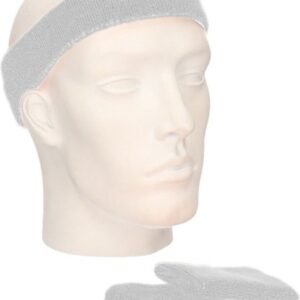 Set of light grey sweatbands – Light grey sports day set of wrist and head sweatbands
