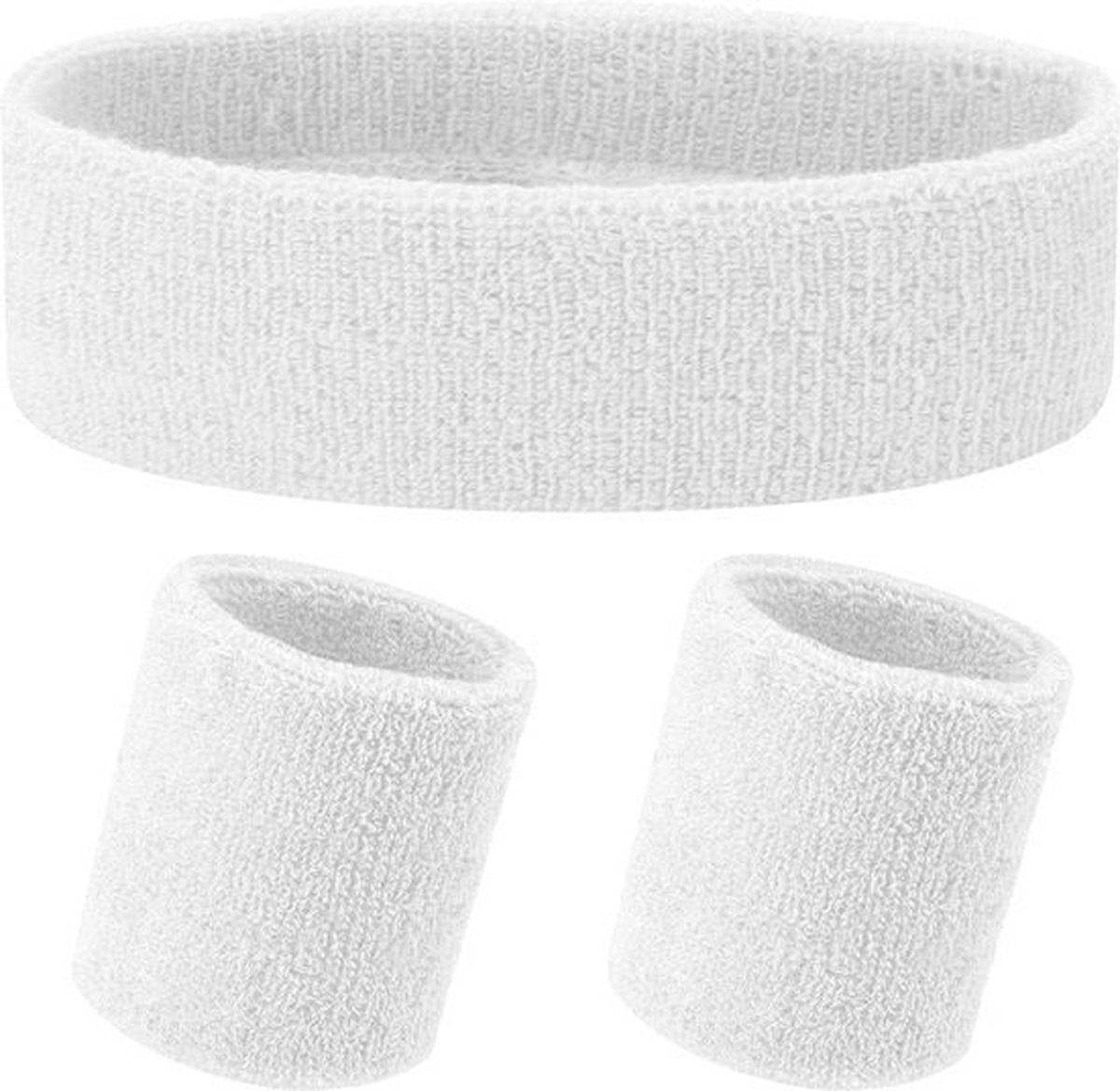 Headband + 2 Wristbands | Sweatband Set | Sweatbands | Head and Wrist Sweatband | Sports Bands | White 1 Headband + 2 Wristbands | Sweatband Set | Sweatbands | Head and Wrist Sweatband | Sports Bands | White