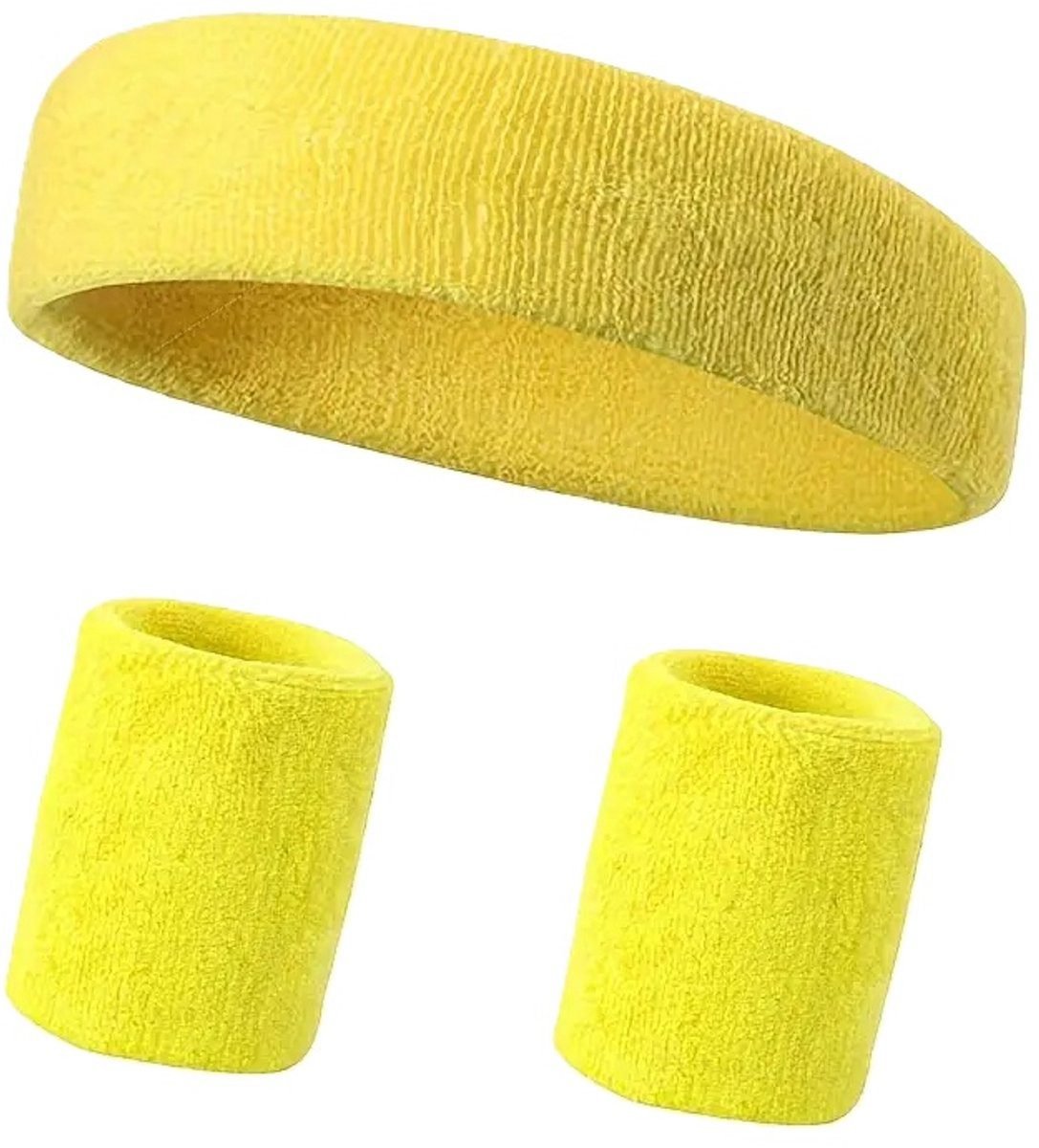 Set of Headband & 2x Wristbands Set | Sweatband | Sweatbands | Head and Wrist | Sports Bands | Yellow 1 Set of Headband & 2x Wristbands Set | Sweatband | Sweatbands | Head and Wrist | Sports Bands | Yellow