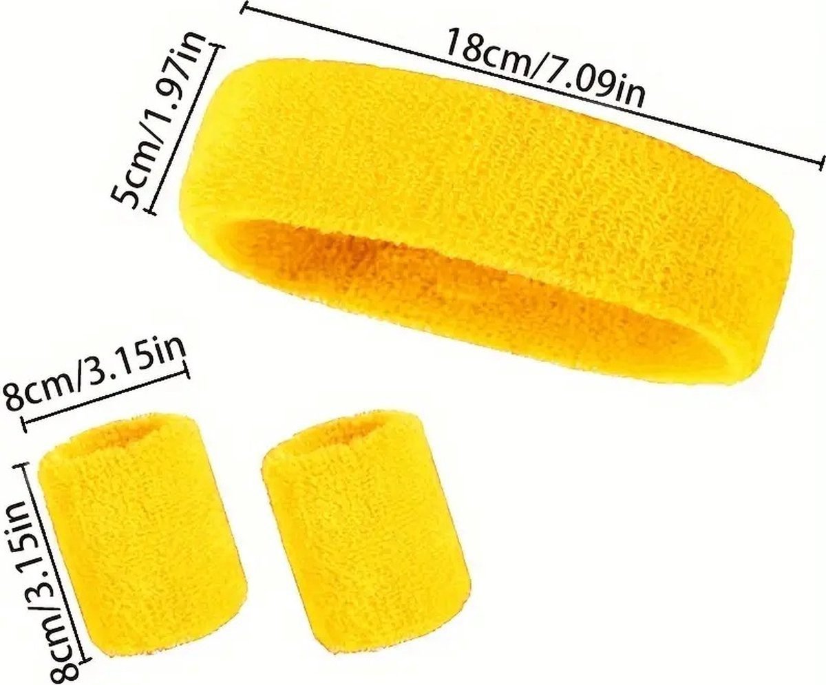 Set of Headband & 2x Wristbands Set | Sweatband | Sweatbands | Head and Wrist | Sports Bands | Yellow 2 Set of Headband & 2x Wristbands Set | Sweatband | Sweatbands | Head and Wrist | Sports Bands | Yellow - image 2