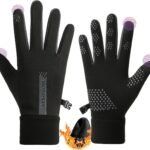 Warm winter gloves – Touchscreen operation – Warm fleece lining, Windproof – Suitable for cycling and driving, Non-slip black