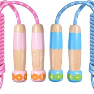 Professional Sports Jump Rope Set of two jump ropes for children – 2.5 meters – adjustable length – with wooden handles – suitable for children from 5 years old (both boys and girls) – for sports and fitness
