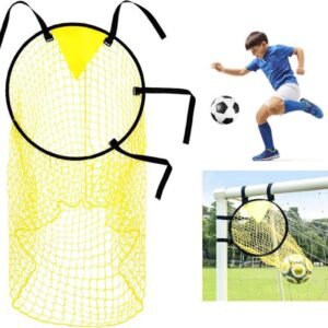 Cross Target with Ball Net - Football Training Equipment - Football Net - Football Goal - Football Kick Net with Adjustable Straps - Football Top Corner Goal Net Goals for Children - Shooting Accuracy Training Practice - Yellow - 1 Piece