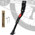 Single Adjustable Bicycle Kickstand – Suitable for 22” to 17” – Single Bicycle Stand – Side Stand – Aluminum Stainless Steel – Sturdy Wide Base – Easy to Install – Universal – Black – Bicycle, E-Bike, City Bike & Mountain Bike – With Hex Wrench