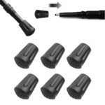 Nordic Walking Tips – 6 Pieces – Walking Stick Tips – Crutch Tips – Nordic Walking Pads – Nordic Walking Cane Tips – Round Nordic Footings – Trekking Pole Tips – Replacement Tips – End Stop – Walking Stick Base – Easy to Install – Black