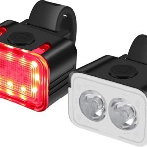 LED Bicycle Lighting – 2-piece – Front Light Rear Light – Bicycle Lamp – Small Bicycle Light – Bicycle Lights – Bicycle Lights – Waterproof / USB Rechargeable – Easy Installation – for Night Cycling/Back to School