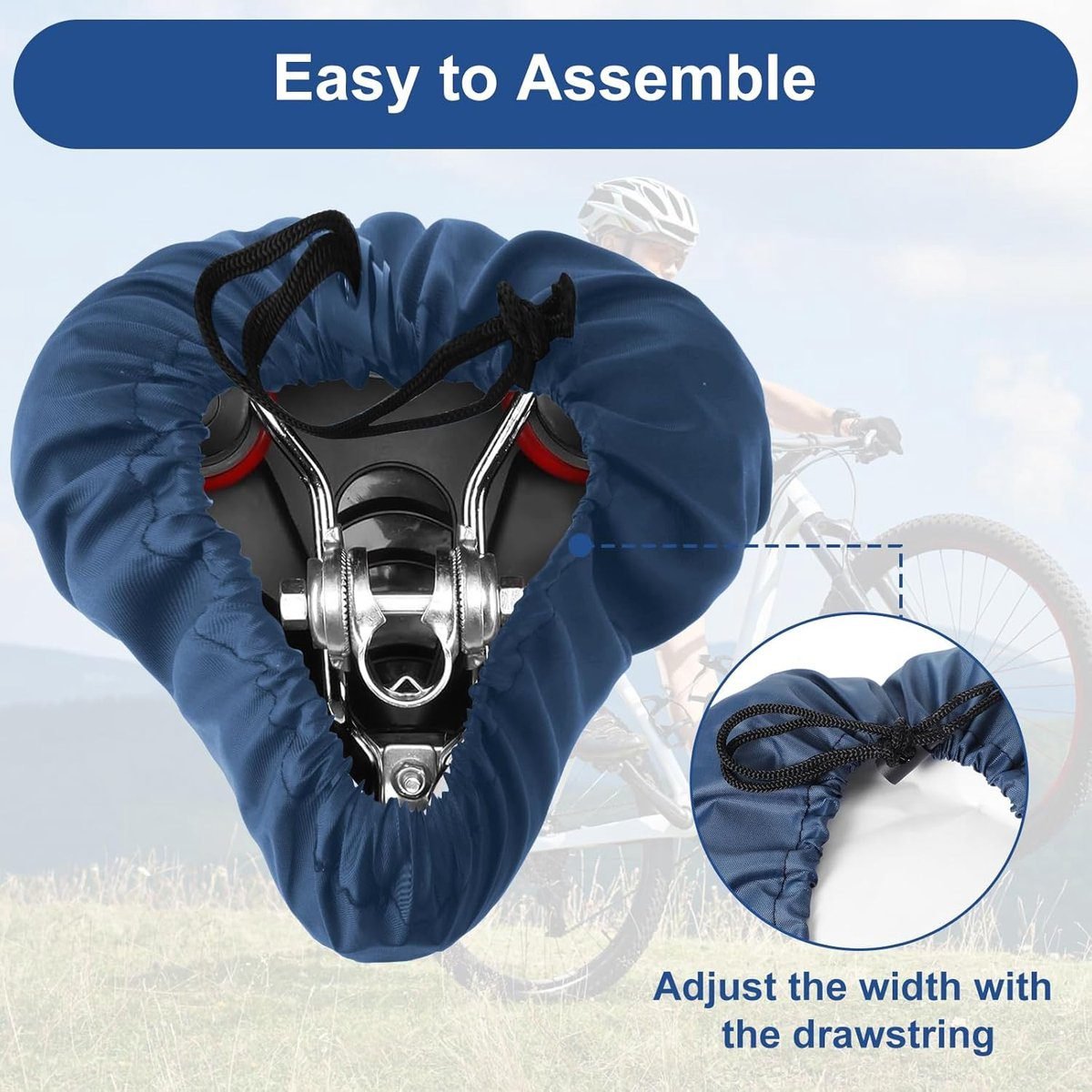2 pieces - Bicycle Saddle Cover - Bicycle Saddle Cover - Waterproof Saddle Cover - Cover for Bicycle Saddle - Rain Cover - Saddle Cover - with drawstring - outdoor saddle cover - bicycle accessories - waterproof - universal - rain and dust protection - 24 3 2 pieces – Bicycle Saddle Cover – Bicycle Saddle Cover – Waterproof Saddle Cover – Cover for Bicycle Saddle – Rain Cover – Saddle Cover – with drawstring – outdoor saddle cover – bicycle accessories – waterproof – universal – rain and dust protection – 24 - image 3
