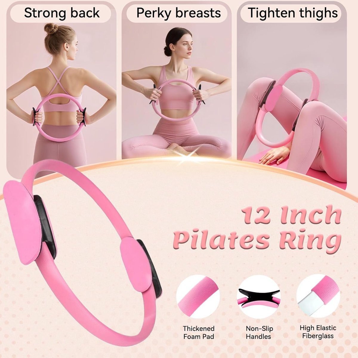 13-Piece Pilates Equipment Set for Women - Yoga & Fitness Set - Home Pilates Training Set - Home Gym Set - Exercise Bands - Resistance Band - Exercise Ball - Beginner Yoga Set with Pilates Ring, 24 cm Yoga Ball, 5 Resistance Bands, Magic Circle 2 13-Piece Pilates Equipment Set for Women – Yoga & Fitness Set – Home Pilates Training Set – Home Gym Set – Exercise Bands – Resistance Band – Exercise Ball – Beginner Yoga Set with Pilates Ring, 24 cm Yoga Ball, 5 Resistance Bands, Magic Circle - image 2