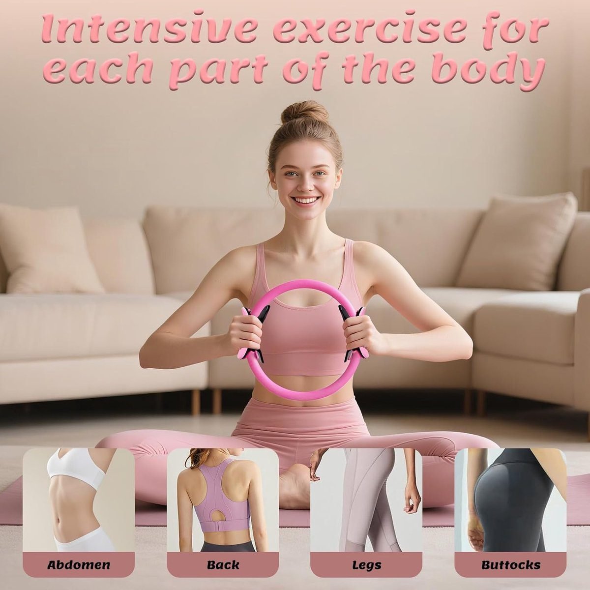 13-Piece Pilates Equipment Set for Women - Yoga & Fitness Set - Home Pilates Training Set - Home Gym Set - Exercise Bands - Resistance Band - Exercise Ball - Beginner Yoga Set with Pilates Ring, 24 cm Yoga Ball, 5 Resistance Bands, Magic Circle 3 13-Piece Pilates Equipment Set for Women – Yoga & Fitness Set – Home Pilates Training Set – Home Gym Set – Exercise Bands – Resistance Band – Exercise Ball – Beginner Yoga Set with Pilates Ring, 24 cm Yoga Ball, 5 Resistance Bands, Magic Circle - image 3