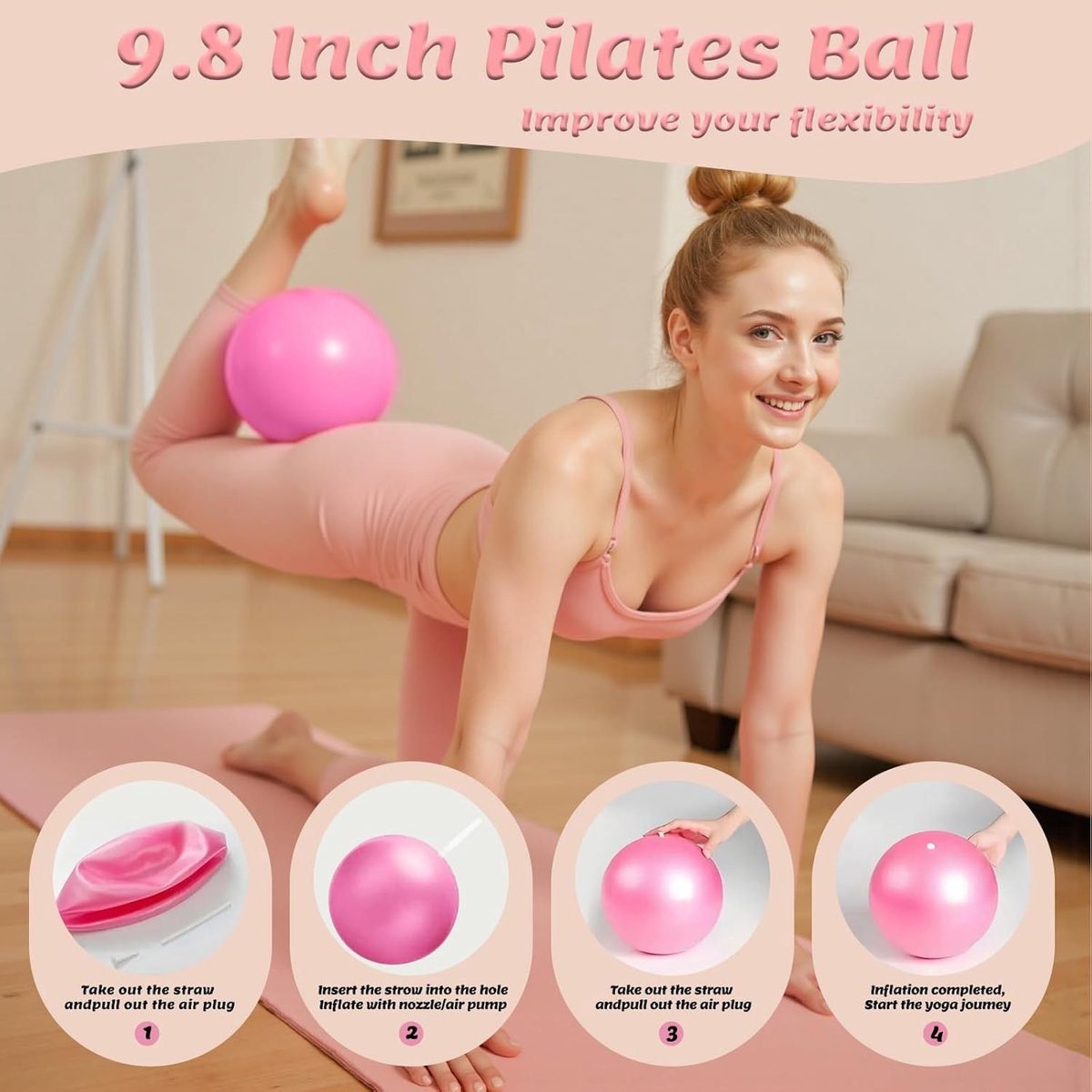 13-Piece Pilates Equipment Set for Women - Yoga & Fitness Set - Home Pilates Training Set - Home Gym Set - Exercise Bands - Resistance Band - Exercise Ball - Beginner Yoga Set with Pilates Ring, 24 cm Yoga Ball, 5 Resistance Bands, Magic Circle 4 13-Piece Pilates Equipment Set for Women – Yoga & Fitness Set – Home Pilates Training Set – Home Gym Set – Exercise Bands – Resistance Band – Exercise Ball – Beginner Yoga Set with Pilates Ring, 24 cm Yoga Ball, 5 Resistance Bands, Magic Circle - image 4