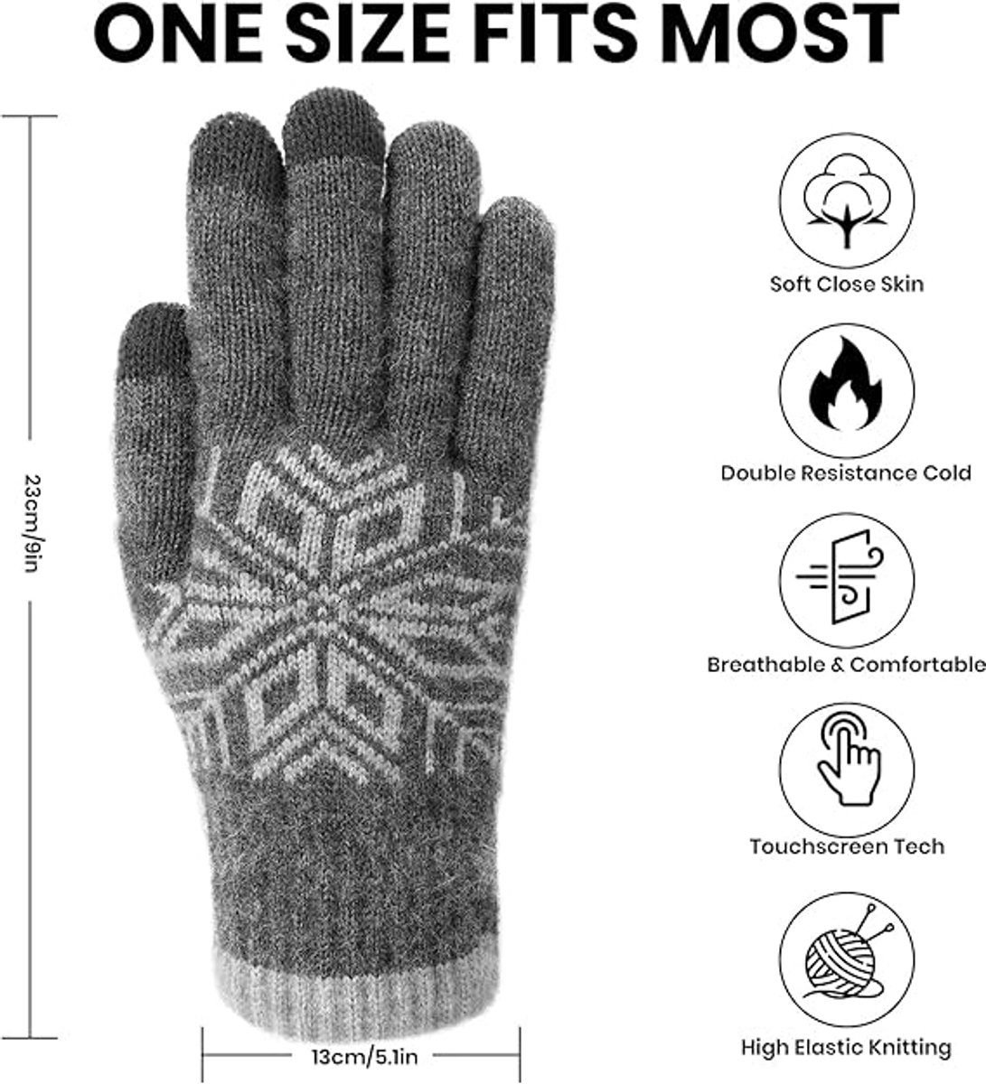 Women's Gloves - Men's Gloves - Men's / Women's Gloves - Winter Gloves - Knitted Glove with Fleece Lining - Touchscreen Glove - Extra Thick Gloves - Warm and Thick - for Cold Weather - Grey 2 Women’s Gloves – Men’s Gloves – Men’s / Women’s Gloves – Winter Gloves – Knitted Glove with Fleece Lining – Touchscreen Glove – Extra Thick Gloves – Warm and Thick – for Cold Weather – Grey - image 2