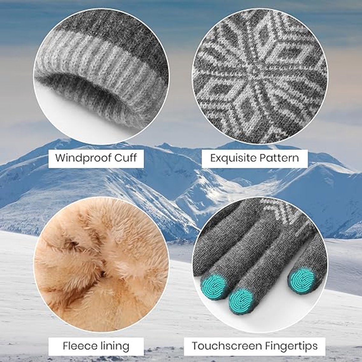 Women's Gloves - Men's Gloves - Men's / Women's Gloves - Winter Gloves - Knitted Glove with Fleece Lining - Touchscreen Glove - Extra Thick Gloves - Warm and Thick - for Cold Weather - Grey 5 Women’s Gloves – Men’s Gloves – Men’s / Women’s Gloves – Winter Gloves – Knitted Glove with Fleece Lining – Touchscreen Glove – Extra Thick Gloves – Warm and Thick – for Cold Weather – Grey - image 5