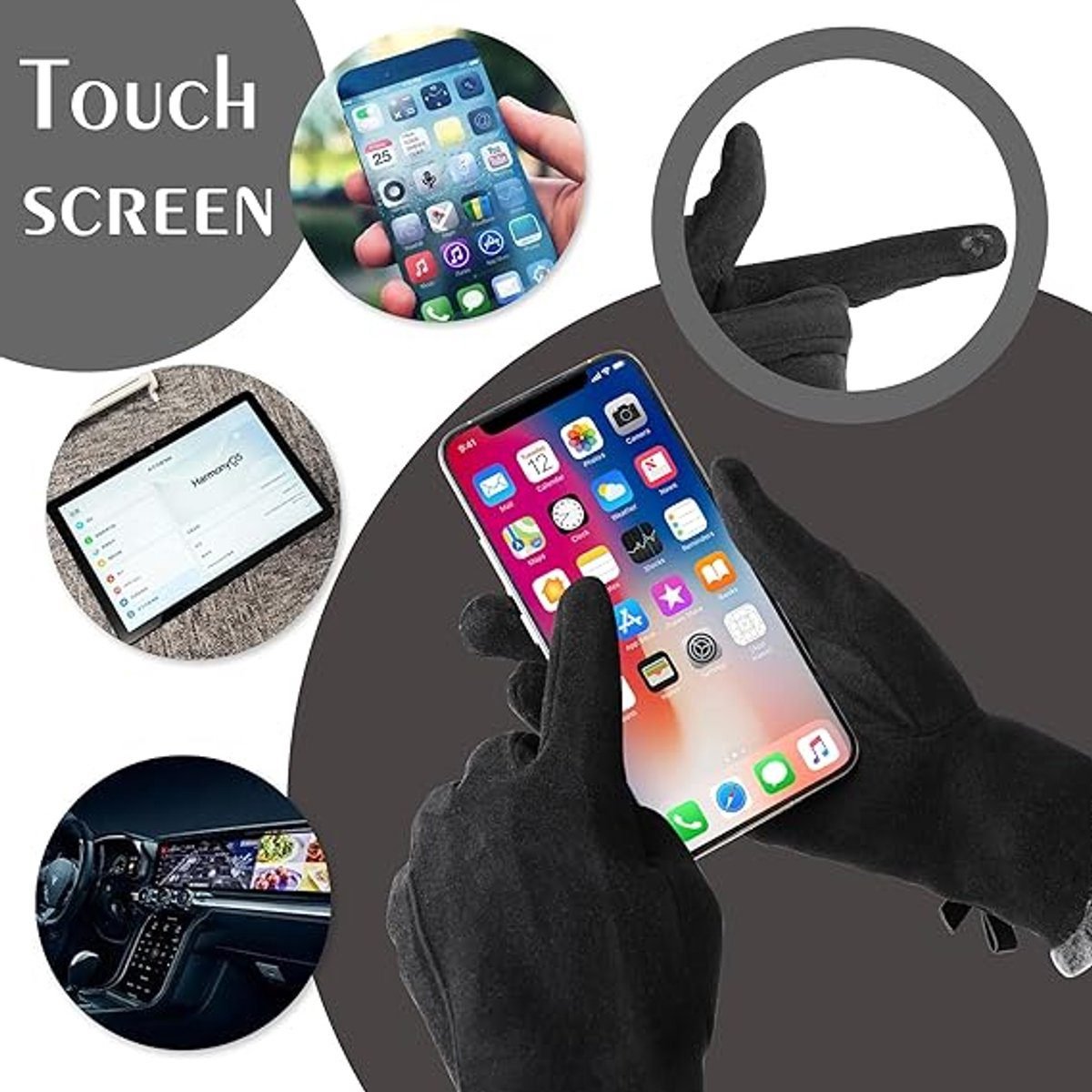 Gloves - women's gloves - winter gloves - Winter gloves - Insulated touchscreen gloves - touchscreen gloves for index finger - Cycling Gloves - Elegant and stylish - Black 2 Gloves – women’s gloves – winter gloves – Winter gloves – Insulated touchscreen gloves – touchscreen gloves for index finger – Cycling Gloves – Elegant and stylish – Black - image 2