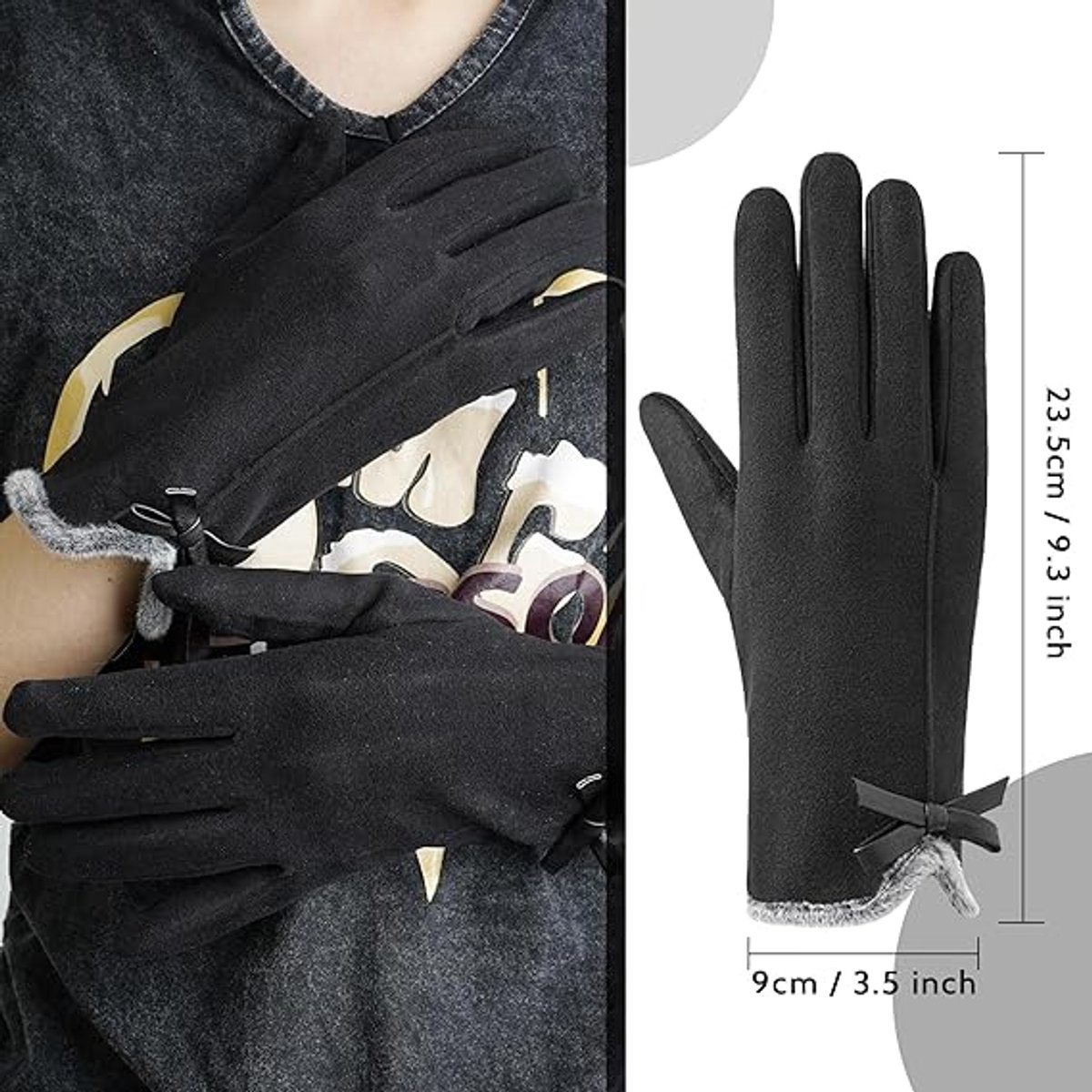 Gloves - women's gloves - winter gloves - Winter gloves - Insulated touchscreen gloves - touchscreen gloves for index finger - Cycling Gloves - Elegant and stylish - Black 4 Gloves – women’s gloves – winter gloves – Winter gloves – Insulated touchscreen gloves – touchscreen gloves for index finger – Cycling Gloves – Elegant and stylish – Black - image 4