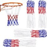 4 pieces – Basketball net – heavy-duty basketball nets – basketball net replacement set – portable basketball net – suitable for school sports fields, indoor and outdoor basketball – 50 cm – white, red and blue