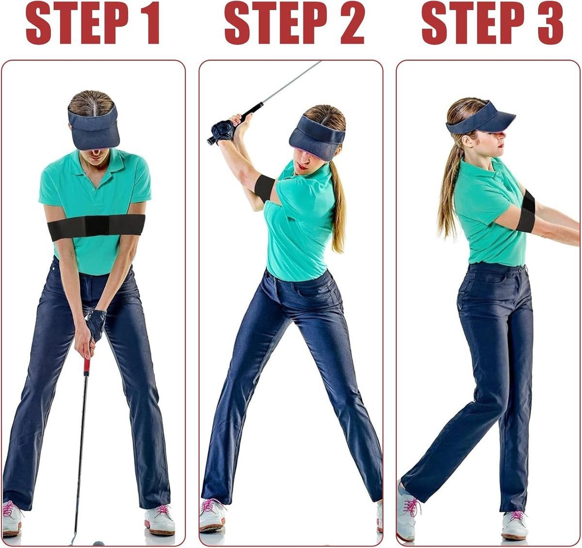 2 pieces - Golf Swing Training Band - golf swing training aids - golf swing trainer - golf training aids - golf accessories for beginners - for movement correction - for men, women and children - 35*7 cm - black 3 2 pieces – Golf Swing Training Band – golf swing training aids – golf swing trainer – golf training aids – golf accessories for beginners – for movement correction – for men, women and children – 35*7 cm – black - image 3