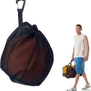 16L – Ball Net Bag – Basketball Mesh Bags – Ball Bags – portable net backpacks – basketball backpacks – soccer bags – sports bag – portable bag for basketball, soccer, tennis – easy storage and transport of basketballs and soccer balls – black