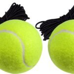 2 pieces – Tennis ball – With 4m rope – Tennis training ball – Training balls – Tennis training set – for personal tennis training, pets, adults, beginner players – 64 mm – green