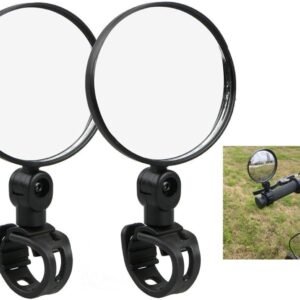 pair – bicycle mirror – 8 cm – bicycle rearview mirror – rearview mirror – convex mirror – scooter rearview mirror – 360˚ rotatable bicycle mirrors – adjustable rearview mirror – universal rearview mirror for bicycles – black