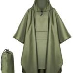Poncho – Raincoat – 210*140cm – multifunctional waterproof rain poncho – Waterproof Rain Poncho – Cycling Poncho – reusable – raincoat with hood – rain poncho with chest pocket – with storage bag – for travel, hiking, camping, fishing – green