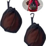 2 pieces – 16L – Basketball Mesh Bags – Ball Bags – portable mesh backpacks – basketball backpacks – football bags – sports bag – portable bag for basketball, football, tennis – easy storage and transport of basketballs and footballs – black