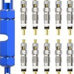 Presta Valve Cores – 10 Pieces – Zinc Alloy – With Extension Wrench – Bicycle Presta Valve Core Removal Kit – Presta Valve Core Replacement Kit – Tire Repair
