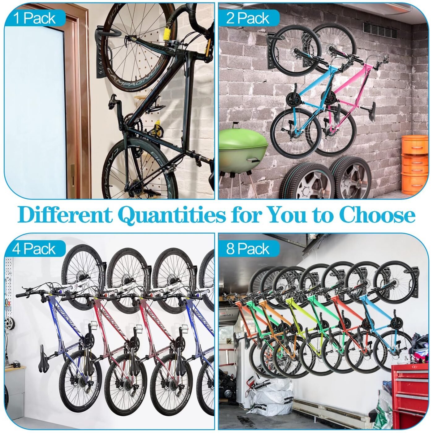 Garage Wall Mounted Bike Rack 2 Pack Heavy Duty Steel Hook Compatible with Oral-B Holds 66 lbs 2 Garage Wall Mounted Bike Rack 2 Pack Heavy Duty Steel Hook Compatible with Oral-B Holds 66 lbs - image 2