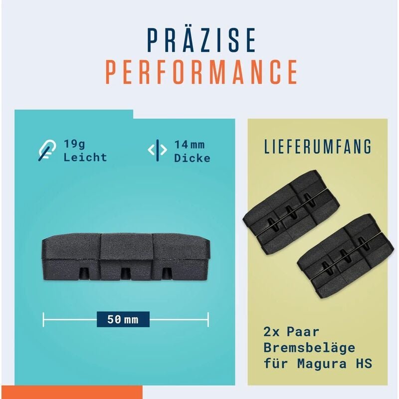 Magura HS Brake Pads - 2 Pairs 50mm, High Power Durable, Compatible with Magura HS11 HS22 HS33 2 Magura HS Brake Pads – 2 Pairs 50mm, High Power Durable, Compatible with Magura HS11 HS22 HS33 - image 2